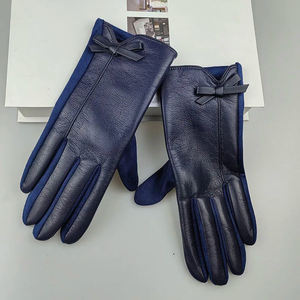 Guantes de vestir de cuero marrón para mujer Guantes de cuero genuino cálidos de invierno elegantes Diseño de alta moda - Product Image 2