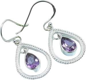 Pendiente de gota para mujer, de amatista Natural piedra preciosa, gota Bohemia, compromiso de boda, joyería hecha a mano, pendiente de Plata de Ley 925 - Product Image 2