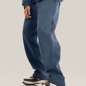 Pantalons de survêtement d'hiver unisexes en gros personnalisés 2025, 345 g, en spandex/coton, molleton, taille mi-haute élastique, coupe droite vintage, surdimensionnés - Product Image 3