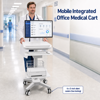 Chariot de travail médical de bureau intégré de 870 mm de hauteur avec plateau pour clavier et étagère pour imprimante