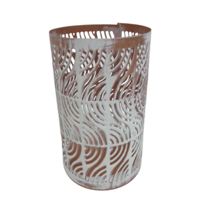 Support Votif Rond en Métal au Design Unique Blanc avec Cuivre Anti Pour Décoration de Salon et de Table Fait Main - Product Image 2