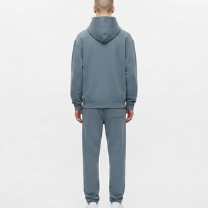 Conjunto de Sudadera con Capucha de Color Sólido para Hombre, Manga Larga, Chándal Informal, Bolsillos Laterales, Corte Regular, Algodón Grueso, Invierno - Product Image 5