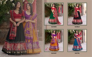 Nouvelle Collection Soie Lehenga Choli Avec Patola Imprimé et Feuille Travail Rajasthani Lehenga Choli à Vendre à l'Exportation - Product Image 6