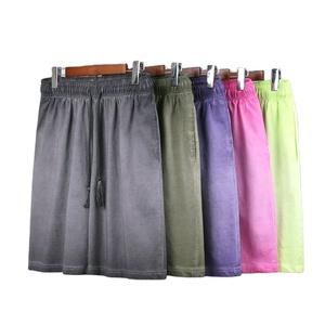 Custom Streetwear 100% Cotton Fleece <b>Men</b> <b>Shorts</b> Custom Logo Applique <b>Patch</b> Embroidery With Drawstring Acid Wash <b>Shorts</b> For <b>Men</b> - Product Image 1