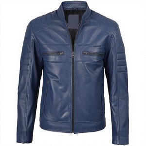 Chaqueta de Cuero Genuino de Vaca Azul para Hombre, Modelo 2026, OEM, Superventas, Alta Calidad, Bajo MOQ, Precio Bajo, Chaqueta de Invierno con Calefacción, a la Moda - Product Image 1