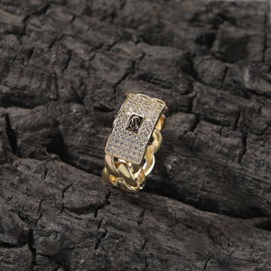 Anillos de cadena de diamantes cultivados Leb de corte redondo brillante al por mayor de fábrica, anillo chapado en oro personalizado de Hip Hop de 14K - Product Image 3