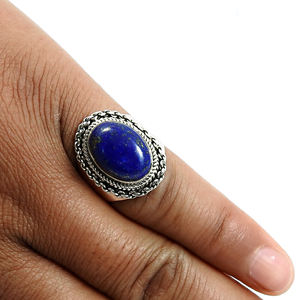 Bague Lapis Lazuli Bleu Grande Pierre Bagues en Argent Sterling 925 Pierre Naturelle Bague de Forme Ovale Bijoux Grossiste Fournisseurs - Product Image 3