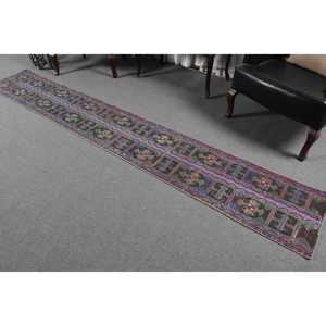 Turkish 1.6x10.7 ft Rug, <b>Runner</b> Vintage Rug, <b>Red</b> Bordered Wool Rug - Product Image 1