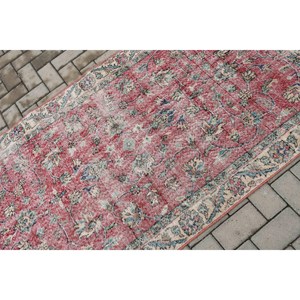 Tapis vintage, tapis turc décoratif 3,4x6,5 pieds, tapis à pois rouges et bleus - Product Image 5