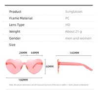 Lunettes de soleil sans monture en forme de cœur personnalisées avec logo pour la Saint-Valentin, pour femmes, utilisation à la piscine et à la plage, couleur rouge rose, décoration de fête