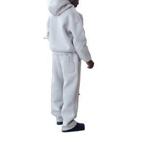 Ensemble de survêtement évasé personnalisé pour homme 2026 en 100 % coton, molleton ample, sweat à capuche brodé et pantalon de jogging, tenue décontractée d'hiver - Product Image 4