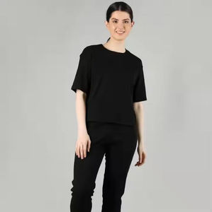 Ribbed Fabric Women Set Crop Top and <b>Jogger</b> Pants Comfortable Fit OEM Manufacturer Wholesale price <b>cheap</b> rate customized - Product Image 4
