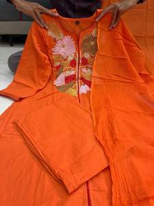 NUEVO LANZAMIENTO: Kurta para Mujer de Diseñador, con Pantalón y Dupatta, Tela de Algodón Puro Mul, Bordado, para Fiesta, Reversible, Casual, para Todas las Temporadas - Product Image 4