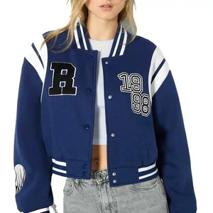 2025 chaqueta universitaria para mujer Color personalizado de alta calidad 100% tela de algodón diseño impreso estilo de invierno recortado XL tamaño servicio OEM - Product Image 4