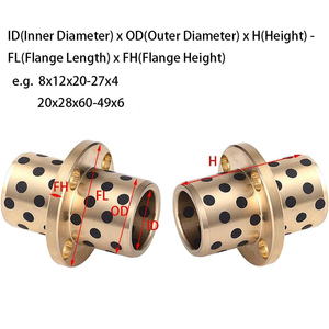 Бронзовая направляющая втулка <span class=keywords><strong>JDB</strong></span> JFB с круглым фланцем, безмасляная, самосмазывающаяся, графито-медная, для линейных подшипников - Product Image 2