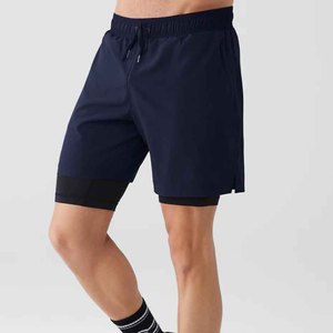 Shorts de bain décontractés pour hommes bleu marine à séchage rapide avec poches et cordon de serrage à la taille, vente en gros, forte demande - Product Image 3