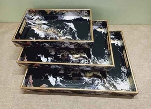 ถาดเสิร์ฟไม้พิมพ์ลายทันสมัยแนวชนบทปลอดภัยสำหรับใส่อาหารขนมกาแฟสำหรับใช้ในห้องครัวหรือตกแต่งบ้าน - Product Image 4