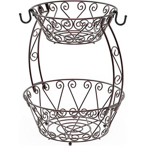 Panier à fruits de comptoir à 2 niveaux, rangement, finition bronze - Product Image 1