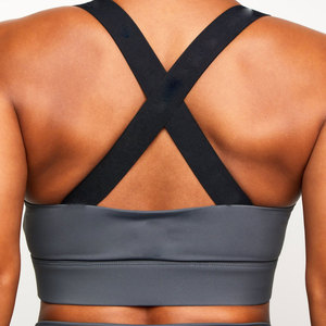 Soutien-gorge de sport gris sans couture pour femme, avec fermeture éclair frontale, maintien élevé, pour l'entraînement, la gym, le fitness, haut court respirant et extensible, vêtements de sport - Product Image 5