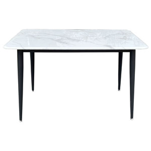 โต๊ะรับประทานอาหารทรงสี่เหลี่ยมผืนผ้า ขนาด 120x70 ซม. ขาเหล็ก ท็อปหินอ่อน ประกอบสำเร็จ ขยายได้ สำหรับใช้ในบ้าน สำนักงาน หรือห้องนั่งเล่น รุ่น BA68092 - Product Image 1