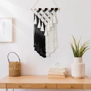 Décoration murale en macramé minimaliste faite à la main, corde en coton naturel, tissée à la main, pour la maison, le café, vente en gros, OEM, ODM - Product Image 2
