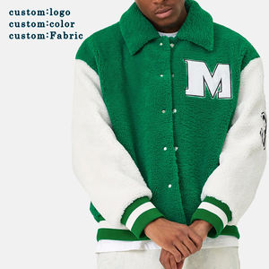 Chaqueta universitaria de lana Sherpa gruesa y esponjosa personalizada OEM para hombre, ropa de calle de invierno Vintage elegante con bordado de chenilla, chaqueta para hombre - Product Image 3