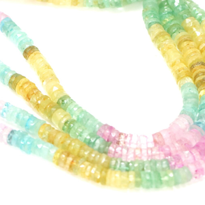 Perles Heishi facettées multicolores : Pierre précieuse naturelle AAA (5-7 mm) - Product Image 6