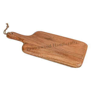 Tabla de cortar de madera de acacia de calidad superior de exportador líder con mango Tabla de servicio rectangular de madera Precio de fábrica - Product Image 5