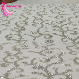 Perles Paillettes Tissu De Luxe Broderie Robe Dentelle Brodée Tulle Tissu Nigeria Partie Accepter Des Conceptions Personnalisées Perles Décorées - Product Image 2
