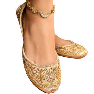 In Stock Low MOQ Women Khussa Durable Genuine Leather & Raw Silk Upper Velvet Lining Anti-Slippery Fashion Trend Premium Quality - Product Image 1