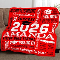 Cadeau de remise de diplôme : Plaid tricoté doux et chaud pour canapé, personnalisé avec nom et photo, design sur mesure, Étiquette avec logo, Promotion 2026