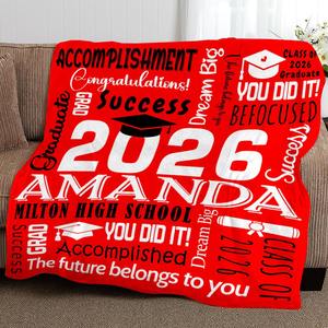 Cadeau de remise de diplôme : Plaid tricoté doux et chaud pour canapé, personnalisé avec nom et <span class=keywords><strong>photo</strong></span>, design sur mesure, Étiquette avec logo, Promotion 2026 - Product Image 6