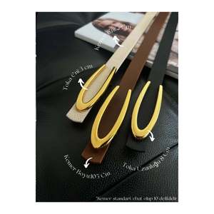 Offre spéciale 3 pièces : ceinture fine à boucle longue pour femme, ceinture pour veste, ceinture pour chemise, ceinture pour robe - Noir-brun-beige - Product Image 1