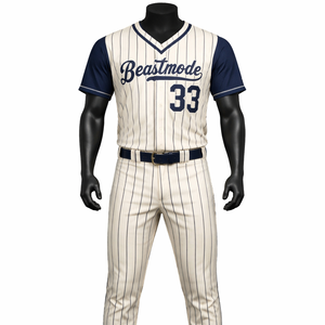 Custom Pinstripe <b>Baseball</b> Uniform Set OEM Polyester Breathable Team Jersey Pants Wholesale Sportswear Supplier - Product Image 1