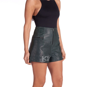 Short de mode taille moyenne pour femme Short en cuir véritable Poids léger Short en cuir pour femme à la mode - Product Image 1