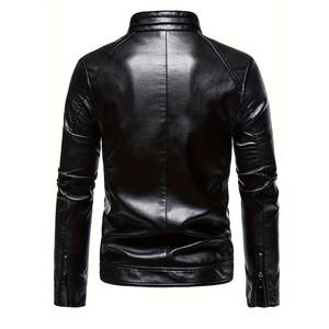 Veste en cuir moderne et tendance pour homme avec fermeture éclair élégante et plusieurs poches pour un usage quotidien et pour les soirées, veste d'hiver - Product Image 2