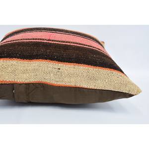 Coussin Patchwork Kilim en laine marron 16x16 pouces oreiller d'accent décoratif Vintage imprimé fleuri tissé literie sol Portable - Product Image 5
