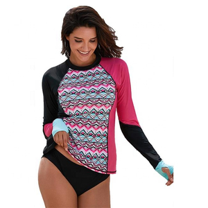 New Arrival Custom Sublimation Printed Women's Rash Guard Wholesale Stock Sublimated <b>Swimming</b> Logo Rash Guard - Product Image 6