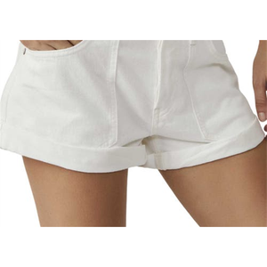 Shorts in denim slouchy con risvolto Free People Beginner's Luck, taglia 29, bianchi, con decorazioni a bottoni e caratteristica traspirante - Product Image 6