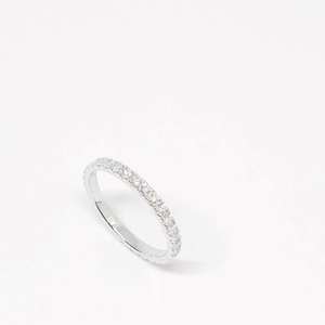 2mm Round Cut White CZ Eternity <b>Band</b> <b>Ring</b> Silver Half Eternity Wedding <b>Band</b> Stackable - Product Image 3