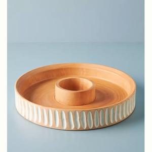 Plato de madera minimalista moderno para servir con diseño de recorte centrado para aperitivos de frutas o decoración elegante para cocina y mesa de comedor - Product Image 2