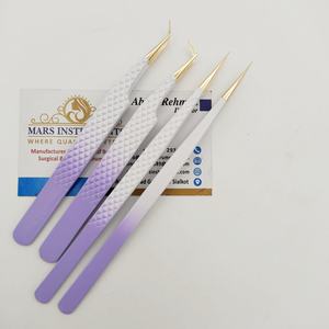 Pinzas de pestañas con punta de oro Ombre de acero inoxidable sostenible Herramienta de fabricación de abanicos de Punta puntiaguda para pestañas - Product Image 3