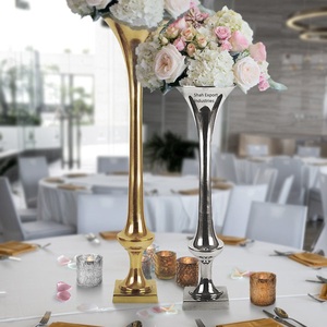 Set of 2 Handmade Metal <b>Vase</b> Silver Flower <b>Stand</b> for Tabletop Wedding Birthday Event Party Decorations Centerpieces - Product Image 4