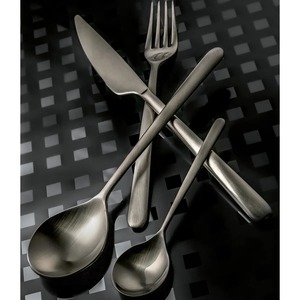 Ensemble de couverts de service élégants en acier inoxydable, finition argent mat, couverts de 7 pièces pour buffet à manger, mariage et cuisine - Product Image 2