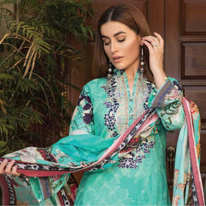 Traje de 3 piezas sin coser Zobia Noor con bordado digital - 005 - Product Image 1