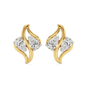 Elowen 18K <b>Gold</b> Plated Quad <b>Stud</b> <b>Earrings</b> with Pear and Princess Cut Zircon Trendy Engagement Jewelry in <b>Rose</b> and White <b>Gold</b> - Product Image 1