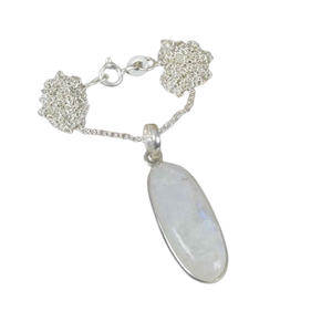 จี้พลอยมูนสโตนรูปวงรีพร้อมสร้อยอัญมณีเงินสเตอร์ลิง925ชุบทองพร้อมของขวัญสายโซ่สำหรับคริสต์มาส - Product Image 1