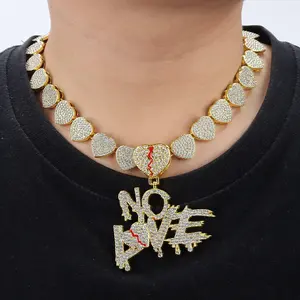 Collar con Colgante Personalizable de Circonitas Cúbicas con Corte Princesa, Estilo Hip Hop, Accesorio de Moda Personalizado, Cadena Cubana de Aleación de Zinc - Product Image 3