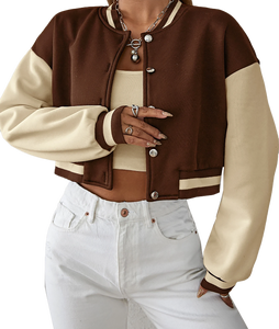 meroon womwns Fashionable Unisex Canvas Varsity Bomber Jacket with Stand Collar <b>Winter</b> Ready Front Logo - Product Image 4
