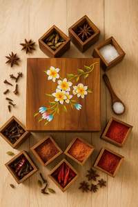 Caja de Especias de Madera Natural Impresa Ecológica de Primera Calidad, Grosor Ajustable, Múltiples Secciones de Almacenamiento para Cocina - Product Image 4